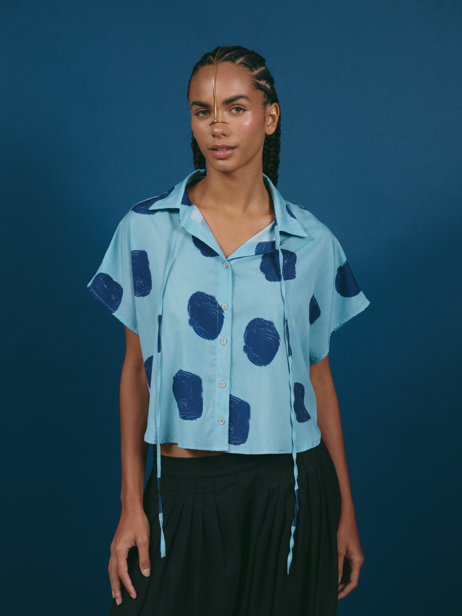 Blusa con Jaladores - Blue Dots