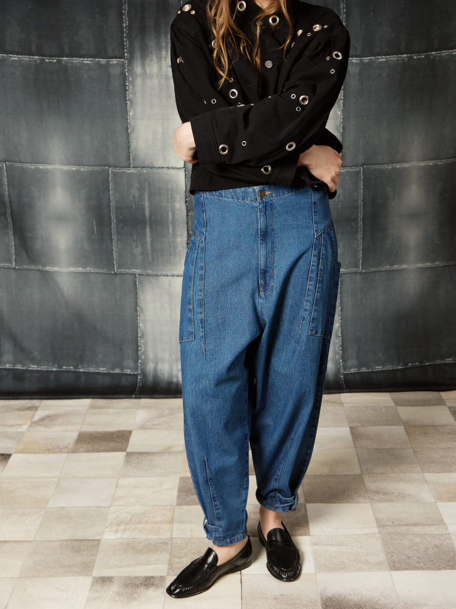 Pantalón Denim Cargo - Azul