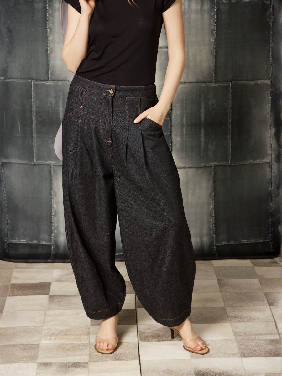 Pantalón Denim Balloon - Negro Jaspeado