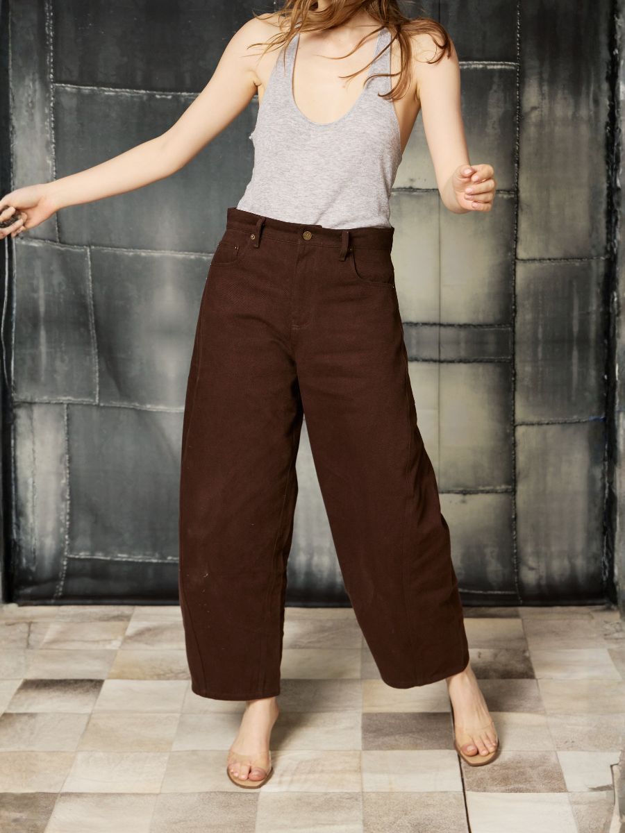Pantalón Denim Wide Horse - Marrón