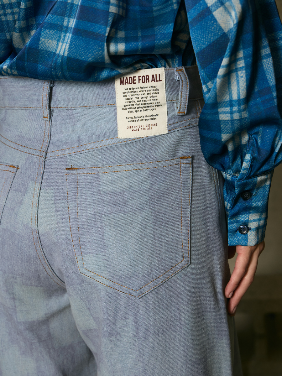 Pantalón Slim Barrel Denim - Patchwork Azul